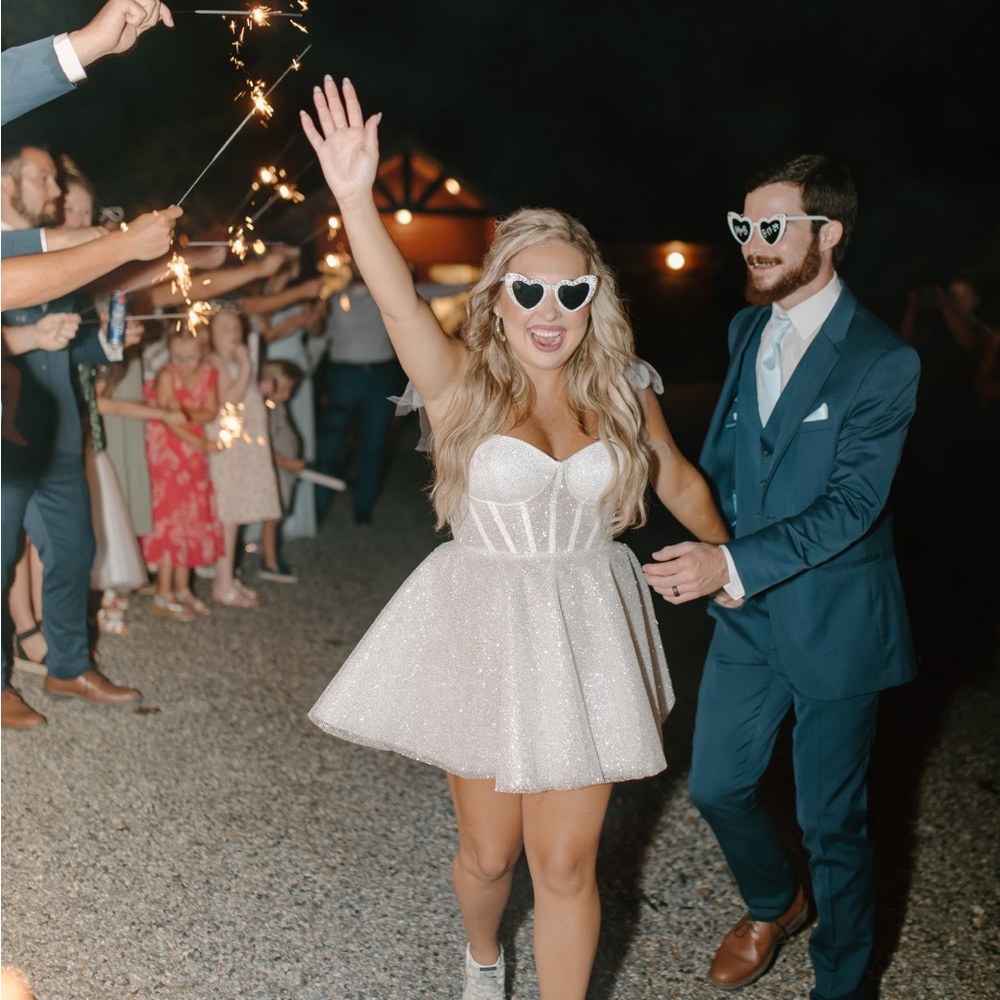 White Glittery Strapless Dress